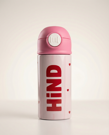 Personalized Kids Water Bottle 360ml – Pink Cap | UAE