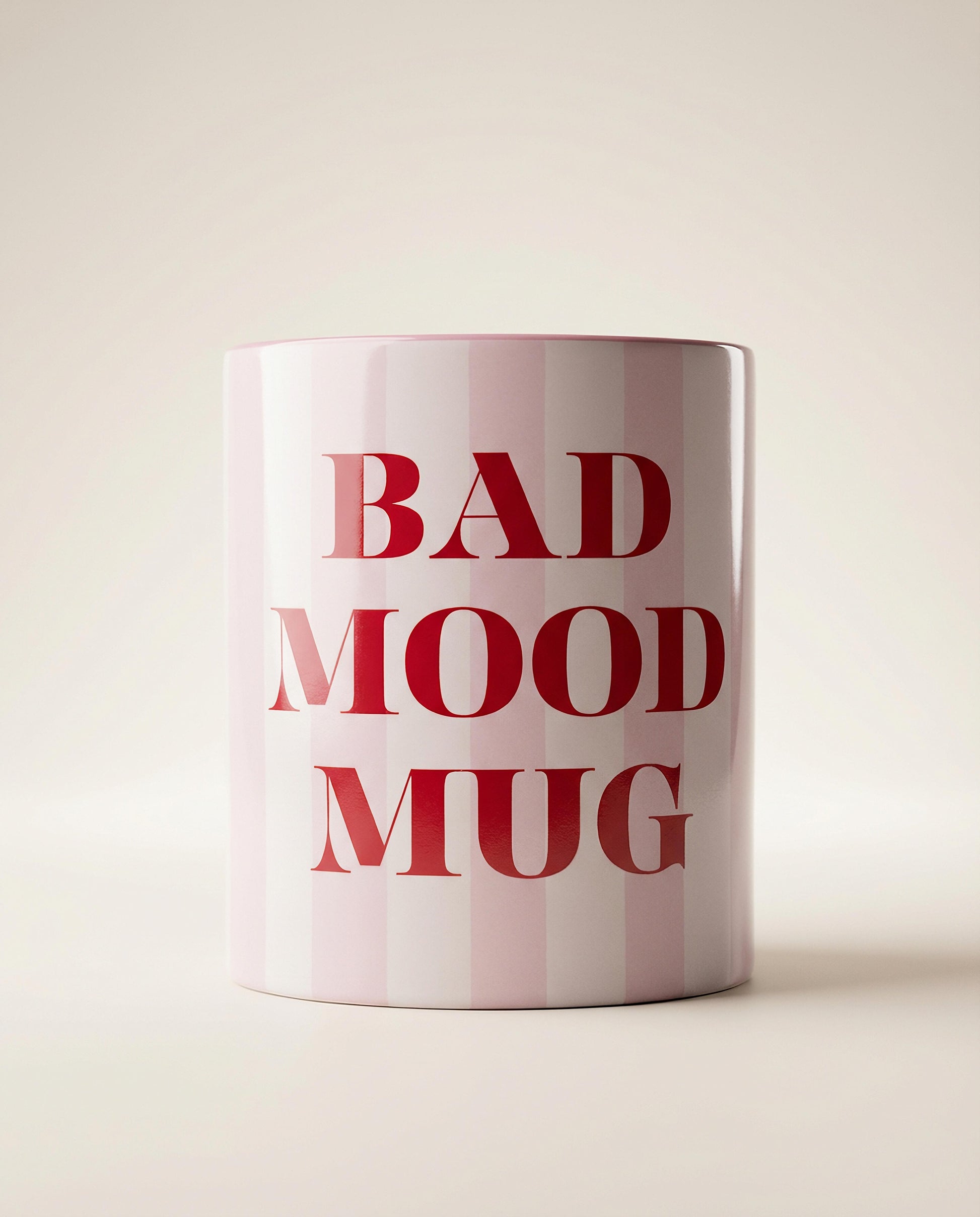 Bad Mood ceramic mug with pink inner rim ready-made in UAE
