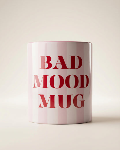 Bad Mood ceramic mug with pink inner rim ready-made in UAE
