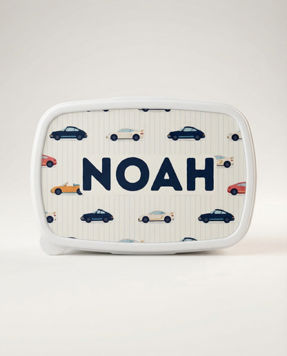 Blue BPA-free personalized kids lunch box with custom name – school snack box UAE