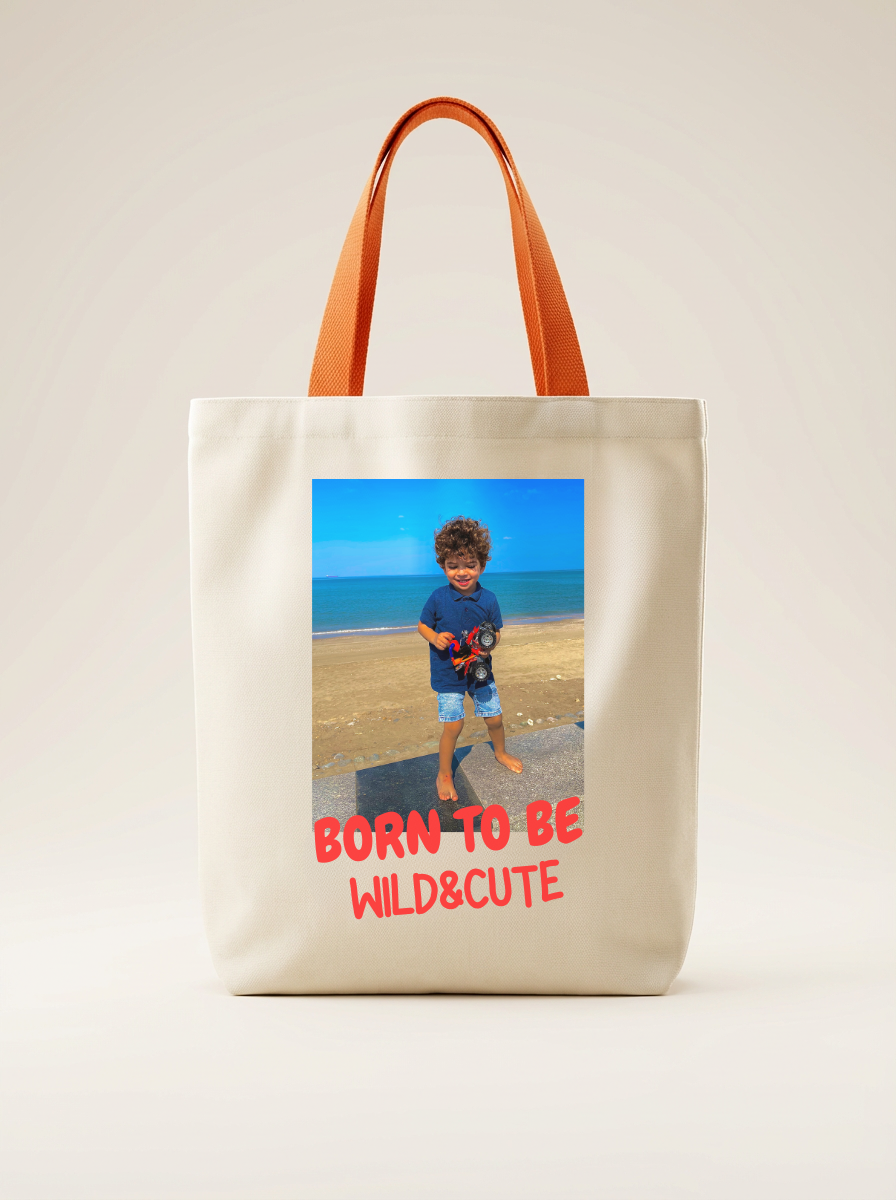 Personalized canvas tote bag with custom photo print
